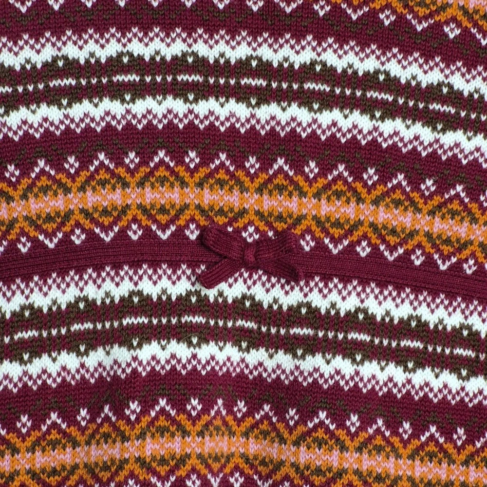 Gymboree Vintage Y2K Kids Girls Burgundy Classic Fair Isle Cotton Knit Sweater 6